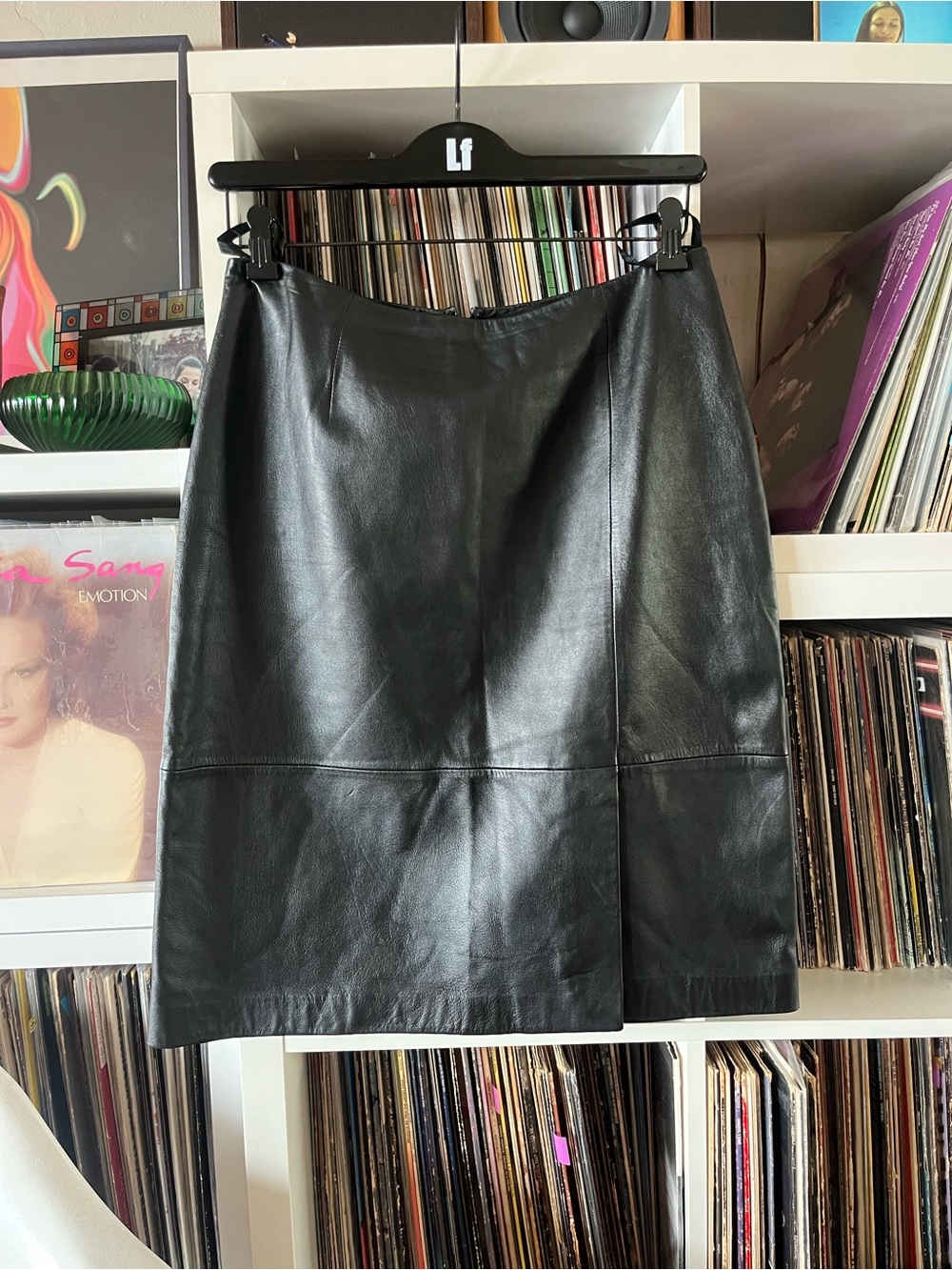 VINTAGE 90s Genuine Leather Pencile skirt BUTTERY SOFT Black Mixit 10